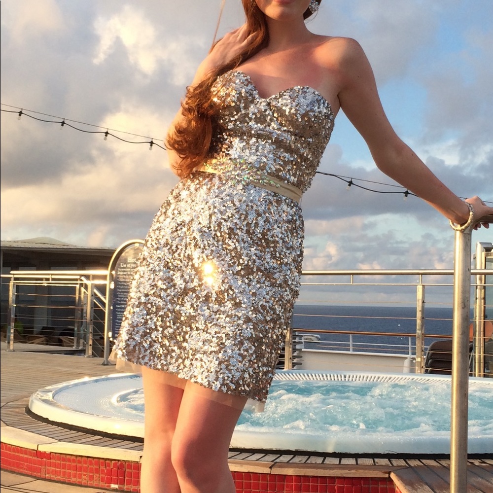Silver sequin cocktail dress